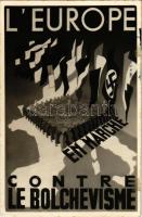 1942 Exposition Internationale Le Bolchevisme Contre L'Europe / Francia náci propaganda kiállítás a bolsevizmus ellen Párizsban / Bolshevism against Europe - Nazi propaganda expo in Paris + So. Stpl