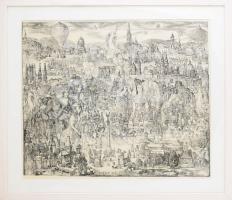 Szabó Vladimir (1905-1991): Budapest 100 éves. Rézkarc, papír, jelzett, művészpéldány VII/XV EA szám...