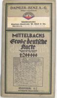 cca 1939 Mittelbachs Große deutsche Karte für Kraftfahrer, Radfahrer, Touristen und Büro. Regensburg 62. / Németország, Regensburg környékének térképe, 1 : 200.000, Leipzig, Mittelbachs Verlag, vászonra kasírozva, kisebb sérülésekkel, 79x48 cm