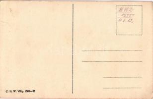 Üdvözlet a Krampusztól / Krampus art postcard, lady kissing a Krampus doll. C.H.W. VIII/2. 2501-26. ...