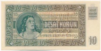 Szlovákia 1939. 10K "SPECIMEN" perforációval, "Ba 51 233501" T:AU / Slovakia 193...