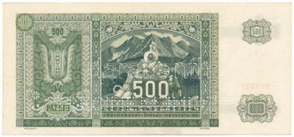 Csehszlovákia 1941. 500K "SPECIMEN (Minta)" perforációval T:VF Czechoslovakia 1941. 500 Ko...