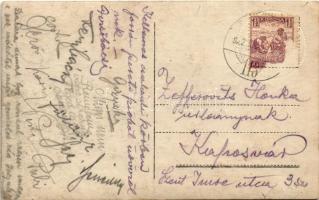 1922 Budapest XIV. Városliget, Angol Park vidámpark, parkvasút, kisvasút, gőzmozdony Radex cigaretta...