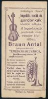 Braun Antal hangszerkészítő Temesvár Belváros számolócédula