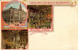 Budapest VII. New York Kávéház és Palota, Kávé és Biliárd terem, belső. Kosmos Art Nouveau litho