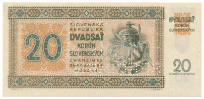 Szlovákia 1942. 20K "SPECIMEN (MINTA)" perforációval, "Rs 37 251187" T:AU / Slov...