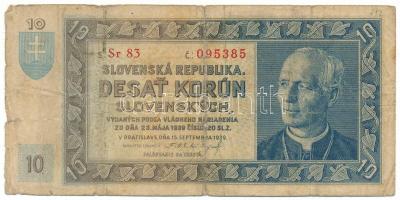 Szlovákia 1939. 10K T:VG Slovakia 1939. 10 Korun C:VG Krause 4.s