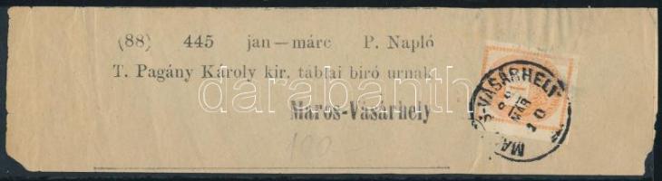 ~1888 Hírlapbélyeg címszalag darabon "MAROS-VÁSÁRHELY"