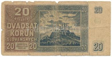 Szlovákia 1939. 20K T:VG,G Slovakia 1939. 20 Korun C:VG,G Krause P#5