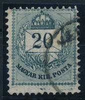 1881 20kr I. lemez 11 1/2 fogazással, festékfoltokkal (papírránc / crease)