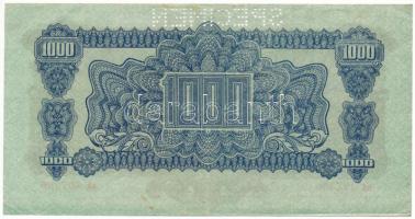 Csehszlovákia 1944. 1000K "AA 497396", "SPECIMEN (MINTA)" perforációval T:VF,F s...