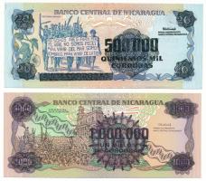 Nicaragua 1990. 20C fekete "500.000C" felülbélyegzéssel + 1000C fekete "1.000.000C&qu...