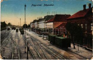 1916 Nagyvárad, Oradea; pályaudvar, vasútállomás, vonat. Sebő Imre kiadása / railway station, train (kis szakadások / small tears)