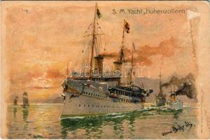 1910 SM Yacht Hohenzollern / German Navy (Kaiserliche Marine), royal yacht used as an auxiliary ship in WWI. Mühlmeister &amp; Johler litho s: Hans Bohrdt (felületi sérülés / surface damage)