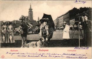 1903 Budapest VIII. Kálvin tér, Református templom. Montázs fényképésszel (EK)