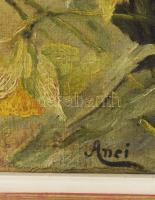 Szongoth Anna (1908-1991): Nárcisz. Olaj, vászon, kartonon. 50x21,5 cm. Dekoratív fakeretben