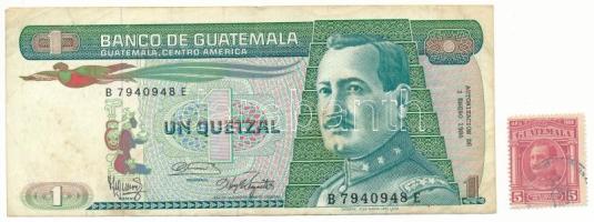 Guatemala 1986. 1Q eltolódott elő- és hátlapi nyomat + tematikailag hozzáillő pecsételt bélyeggel T: Guatemala 1986. 1 Quetzal shifted print + with a thematically appropriate stamped stamp C:F Krause P#66