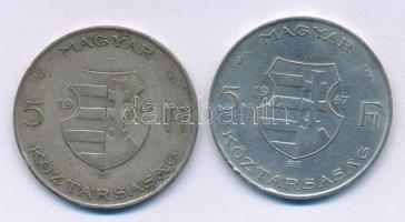 1947. 5Ft Ag "Kossuth" (2x) T:XF,VF patina, ph.
Adamo F8.1
