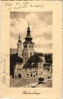 1914 Besztercebánya, Banská Bystrica; templom, tér, gyógyszertár, piac. Machold F. kiadása / church, square, pharmacy, market