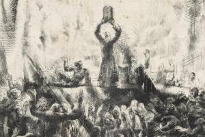 Aba-Novák Vilmos (1894-1941): Bibliai jelenet (cím nélkül). Rézkarc, papír, nyomtatott jelzéssel, la...