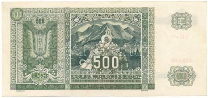 Szlovákia 1941. 500K "8 Uv 052697", "SPECIMEN (MINTA)" perforációval és csehszlo...