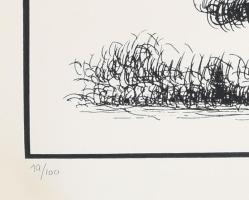 Martyn Ferenc (1899-1986): Szürrealista kép. Szitanyomat, papír, jelzett, számozott (10/100). Feltek...