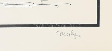 Martyn Ferenc (1899-1986): Szürrealista kép. Szitanyomat, papír, jelzett, számozott (10/100). Feltek...