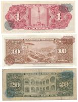 Mexikó 1965. 10P + 1970. 1P + 20P T:AU,XF,VG
Mexico 1965. 10 Pesos + 1970. 1 Peso + 20 Pesos C:AU,X...