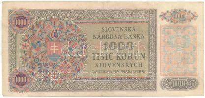 Szlovákia 1940. 1000K "SPECIMEN (minta)" perforációval, csehszlovák bélyeggel T:F 
Slovak...