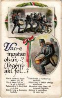 1917 Van-e mostan olyan legény aki fél...? / WWI Austro-Hungarian K.u.K. military art postcard, patriotic propaganda. Lepochrom L&amp;P 5912/II. (kopott sarkak / worn corners)