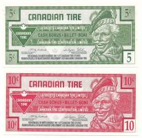 Kanada 1989. 5c + 10c "Canadian Tire" bónusz kupon T:AU Canada 1989. 5 Cents + 10 Cents "Canadian Tire" bonus coupon C:AU