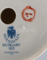 Hollóházi kék virágmintás gyertyatartó, jelzett, hibátlan, m: 13 cm