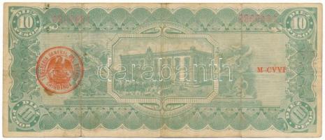 Mexikó / Forradalom / Chihuahua 1915. 10P "D" sorozat, hátoldalán felülbélyegzésekkel T:F
...