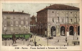 Parma Garibaldi square with ttown hall and Café Restaurant Marchesi