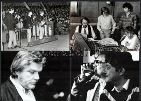 cca 1967-1973 Illés zenekar (Szörényi Levente, Szörényi Szabolcs, Bródy János, Illés Lajos, Pásztory Zoltán) fotói, 5 db, egy feliratozott és hátul pecséttel jelzett (Kende Tamás), 13x18 cm