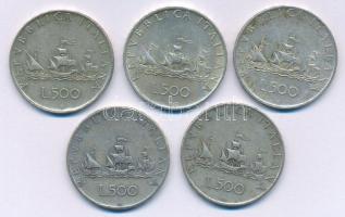 Olaszország 1959R 500L Ag "Kolumbusz hajói" (5x) T:XF,VF patina
Italy 1959R 500 Lire Ag &...