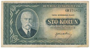 Csehszlovákia 1945. 100K T:F Czechoslovakia 1945. 100 Korun C:F Krause P#63