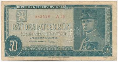 Csehszlovákia 1948. 50K perforált S betűvel T:VG Czechoslovakia 1948. 50 Korun with perforated S C:VG Krause P#66s