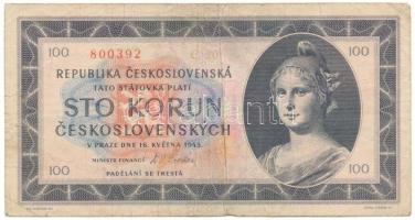 Csehszlovákia 1945. 100K T:VG Czechoslovakia 1945. 100 Korun C:VG Krause P#67