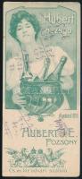cca 1910 ,,Hubert" pezsgő, Hubert J. E. cs. és kir. udvari szállító Pozsony számolócédula, ceruzás feljegyzésekkel