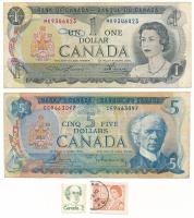 Kanada 1972. 5$ tematikailag hozzáillő bélyeggel + 1973. 1$ tematikailag hozzáillő pecsételt bélyeggel T:F, egyiken tollal írt firka Canada 1972. 5 Dollars with a thematically appropriate stamp + 1973. 1 Dollar with a thematically appropriate stamped stamp C:F, pen scrabble on one Krause P#85, P#87