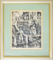 Szabó Vladimir (1905-1991): Zsuzsanna. Rézkarc, papír, jelzett a karcon, 29×23 cm. Párdarabja reprod...