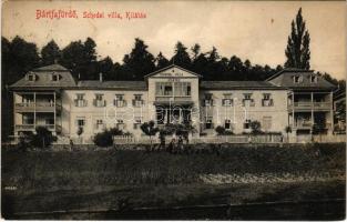 1910 Bártfafürdő, Bardejovské Kúpele, Bardiov, Bardejov; Schedel Villa Kilátás. Eschwig és Hajts kiadása, Hajts Kornél felvétele (fl)