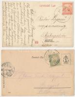 1905 Buziásfürdő, Baile Buzias; - 2 db régi képeslap: Szent Antal csodakút a tóval (az egyik javítot...