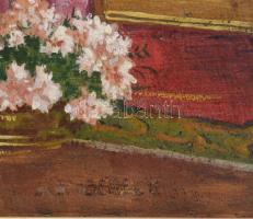 Berec Károly(-): Sakkozók. Olaj, vászon, kartonon, jelzett, dekoratív fakeretben, 34×25 cm