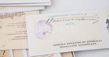 cca 1880-1940 15 db számlafejléc és reklám nyomtatvány, kartonon, céges papírok, aláírásokkal is