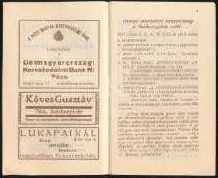1933 Pécsi Ünnepi Hét műsor, naptár. 24 + 8 p