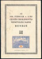 1939 Cegléd, iskolánkívüli népművelési napok rendje