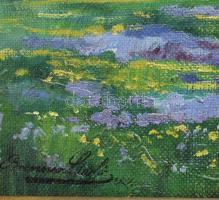 Brenner László (1897-): Virágos rét, 1921. Olaj, karton. Jelezve balra lent. Dekoratív, sérült faker...