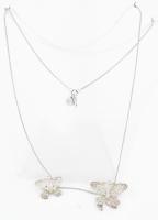 2 darab ezüstözött nyaklánc filigrán lepke medállal, Tiffany &amp; Co. dobozban